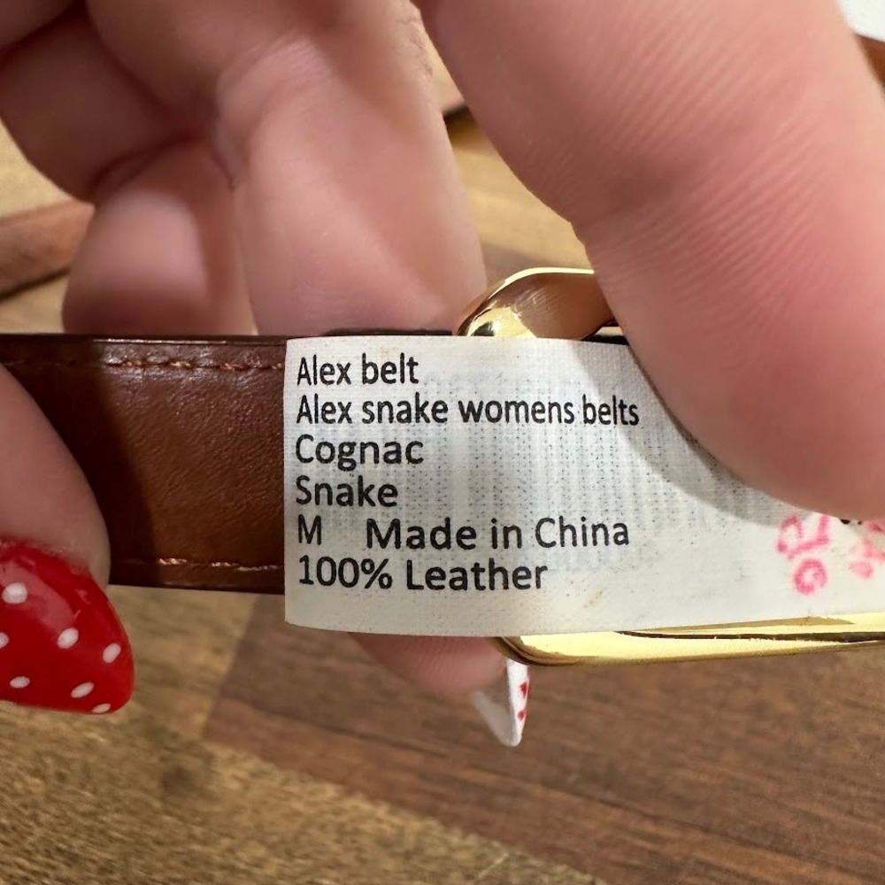 J.McLaughlin Womens Belt Size M Alex Snake Embossed Leather Cognac Brown NEW - Picture 4 of 8